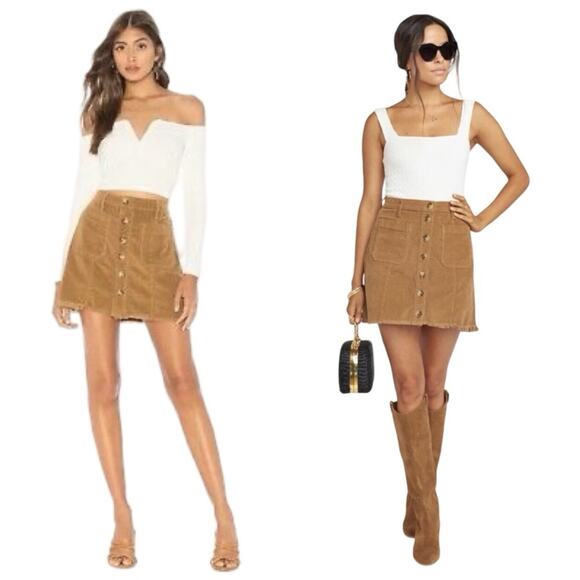 Show Me Your Mumu Sedona Mini Skirt Stretch Corduroy Hazelnut size M  $128 - Picture 3 of 17